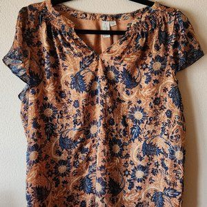 Joie Cap Sleeve Printed Floral Top